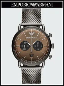 Мужские наручные часы Emporio Armani стальные серые бронзовые кварцевые