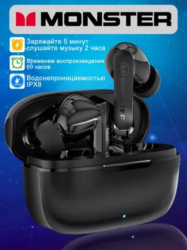 Наушники беспроводные для телефона с микрофоном,беспроводные наушники для айфона,Monster N-Lite Clear Talk