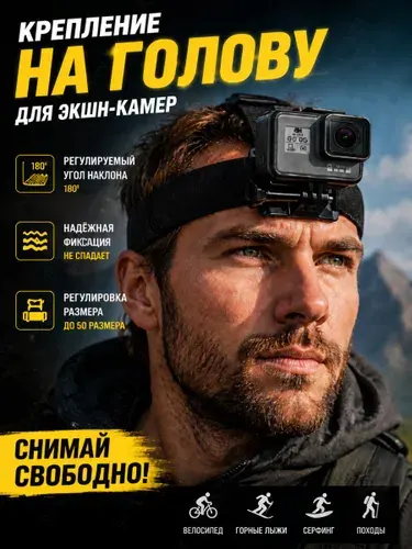 Крепление на голову для экшн камеры подходит для GoPro SJCAM Xiaomi Eken