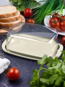 Масленка для сливочного масла с крышкой Elfplast, сырница пластиковая, слоновая кость