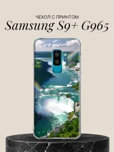 Чехол на Samsung S9+ G965 с принтом Ниагарский водопад с радугой