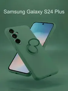 Силиконовый чехол для Samsung Galaxy S24 Plus, с кольцом, Soft Touch, зеленый