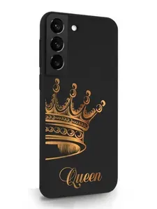 Черный силиконовый чехол для Samsung Galaxy S22 Парный чехол корона Queen для Самсунг Галакси С22