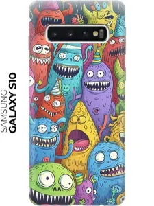Силиконовый чехол на Samsung Galaxy S10 с принтом "Веселые монстрики"