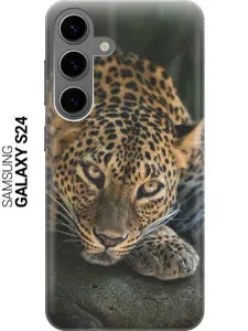 Силиконовый чехол на Samsung Galaxy S24 / Самсунг С24 с рисунком "Загадочный леопард"