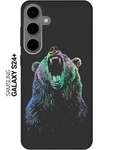 Силиконовый чехол на Samsung Galaxy S24+ с принтом "Медведь Гризли" матовый черный