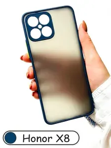 Honor X8 (Хонор Х8) матовый пластиковый чехол (Синий) кант