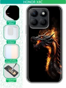 Чехол для Honor X8c с принтом Дракон