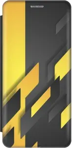 Чехол-книжка на Huawei nova Y70 / Хуавей Нова У70 c принтом "Черно-желтая абстракция" черный