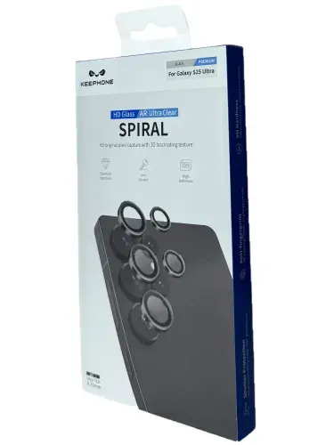Keephone Spiral Линзы на камеру Samsung S25 Ultra, цвет Black (Чёрные), защитное стекло на камеру, алюминиевый сплав