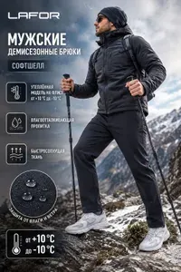 Брюки карго LAFOR треккинговые, спортивные, утепленные, софтшелл на флисе, для туризма, для походов мужские