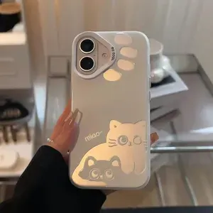 Чехол на Samsung S25 белый с принтом Котик противоударный