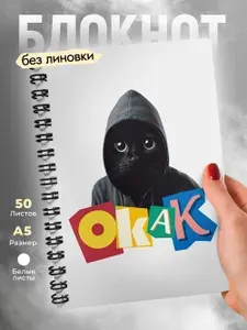 Блокнот для записей а5 без разметки детский Кот окак на пружине Итальянский брейнрот