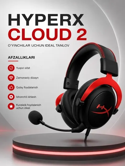 Hyperx cloud ii игровая гарнитура с микрофоном стерео для пк ps5 xbox ноутбука