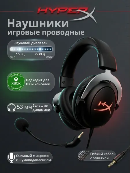 HYPERX Наушники игровые проводные CloudX Silver