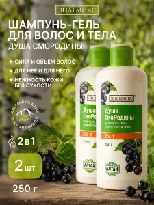 Шампунь гель для волос и тела Душа смородины, 2шт.