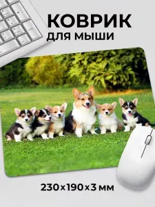 Коврик для мышки игровой маленький Собаки Корги Семья