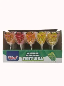 Карамель на палочке в форме Лягушки, 30шт по 16гр.