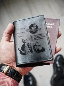 Обложка для паспорта натуральная кожа Ученый