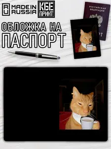 Обложка на паспорт Мем Кот