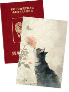 Чехол на паспорт с котом