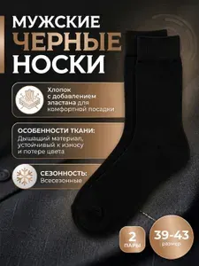 Носки мужские носки мужские черные, 2 пары