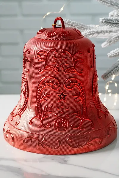 Ёлочная игрушка колокольчик - русские узоры, пластик, красный, 25 см, Винтер Деко (Winter Deco) 4060157