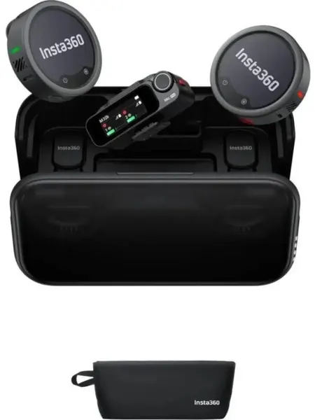 Микрофон и передатчик insta 360 mic pro (2TX+1RX), двухканальный.