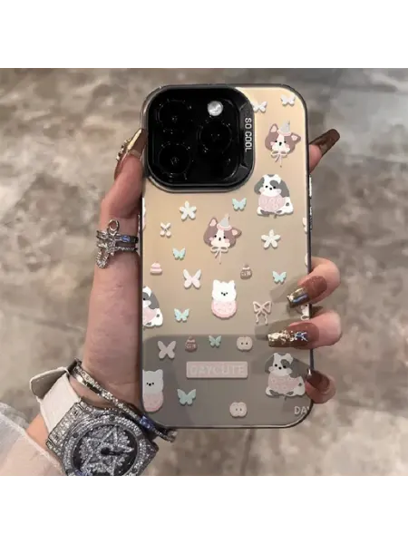 Чехол на IPHONE 12 12 PRO чёрный милые щенки
