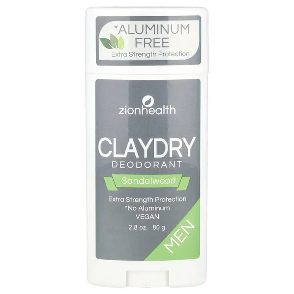 Zion Health, Men, ClayDry, дезодорант для мужчин, сандаловое дерево, 80 г