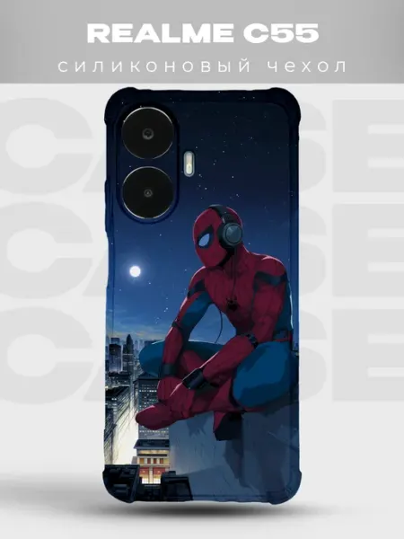 Чехол на Realme C55 Человек-паук марвел spiderman комикс PRINTberries