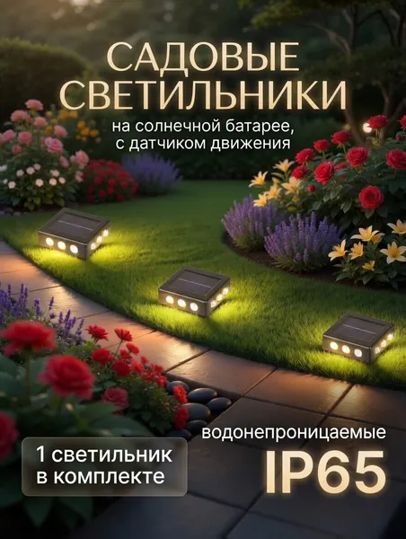 Уличный светильник, на солнечной батарее, с датчиком света, бесцветный, пластик