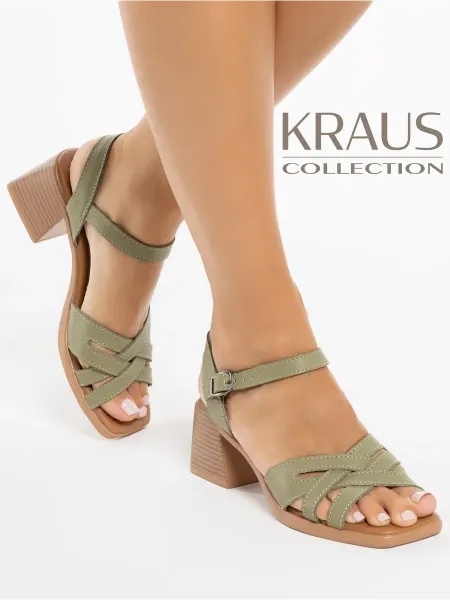 KRAUS Collection Босоножки женские белые на каблуке