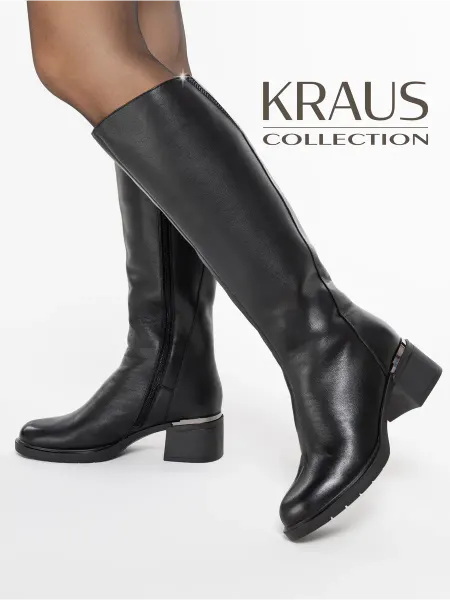 KRAUS Collection Сапоги зимние кожаные на каблуке
