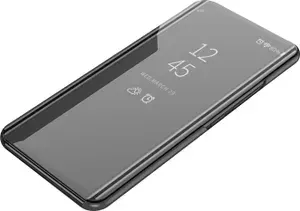 Чехол-книжка MyPads для Samsung Galaxy A10 SM-A105F (2019) с дизайном Clear View Cover с полупрозрачной пластиковой крышкой с зеркальной поверхностью черный