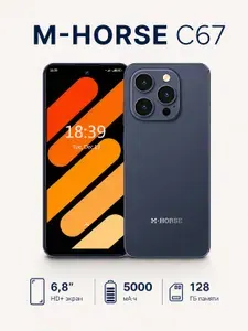 NoviSea Смартфон Смартфон M-HORSE C67 3+5/128 ГБ, Android 14, 6,8″ HD+, 4G LTE, Dual SIM, 5000 мАч, синий Global 8/128 ГБ, Nano-SIM, лазурный