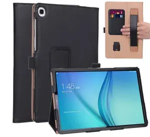 Защитный чехол MyPads для Samsung Galaxy Tab S5e 10.5 SM-T720 / T725 (2019) с визитницей и держателем для руки черный натуральная кожа