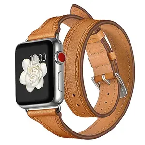Двойной кожаный ремешок для Apple Watch Series 1-9 38мм, 40мм, 41мм / Series 10, 11 - 42мм, коричневый, 0059-01-3-38