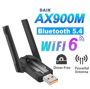 USB WIFI адаптер 2x3Dbi 900 Мбит/с 2 в 1 Bluetooth 5.4 WiFi6 Беспроводная сетевая карта USB-ключ 2,4G 5G двухдиапазонный адаптер для ноутбука ПК