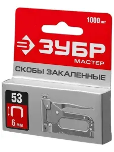 Скобы для строительного степлера ЗУБР МАСТЕР, 6 мм, тип 53 (A/10/JT21), калибр 23GA,1000 шт