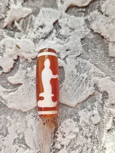 Бусина Дзи Гуань Инь, натуральный халцедон, 1 шт., 30 х 10 мм.
