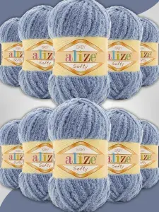 Пряжа плюшевая Alize Softy (Ализе Софти) - 374 (джинс), 50 г / 115 м (100% микрополиэстр) - 10 шт