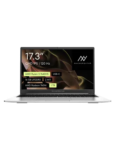 Machcreator Genesis R17 Ноутбук 17.3", AMD Ryzen 5 7640HS, RAM 16 ГБ, SSD 1024 ГБ, AMD Radeon 760M, Без системы, (JJ00G400HRU), серый, Русская раскладка