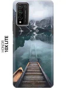 Силиконовый чехол на Honor 10x Lite / Хонор 10Х Лайт с принтом "Горы, озеро, облака"