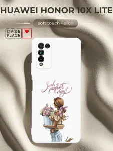 Чехол на Honor 10X Lite Soft Touch с принтом "Девушка с букетом"