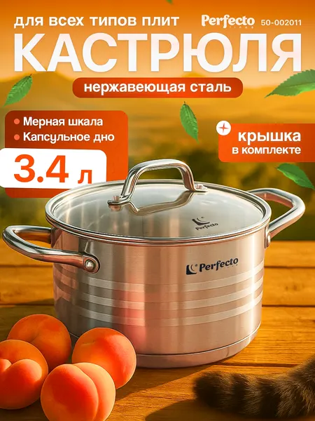 Кастрюля из нержавеюще стали, 3.4 л, ф 20 x 11, серия MILAGROS (Милагрос), PERFECTO LINEA, арт.50-002011