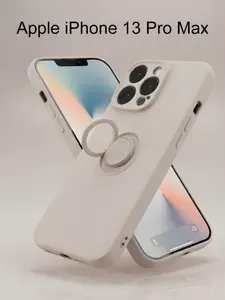 Силиконовый чехол для Apple iPhone 13 Pro Max, с кольцом, Soft Touch, бежевый