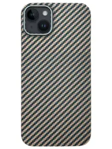 Чехол на iPhone 14 Plus, кевлар (арамид) сверхпрочный, коричневый