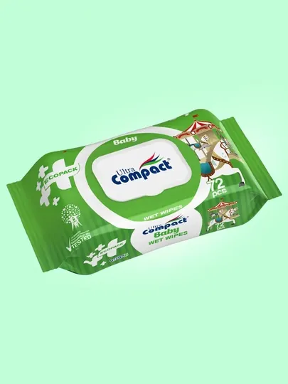 ULTRA COMPACT Детские влажные салфетки "Эко пакет" с крышкой 120шт