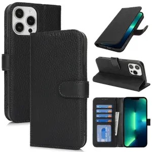 Чехол-книжка для iPhone 15 Pro Black Leather